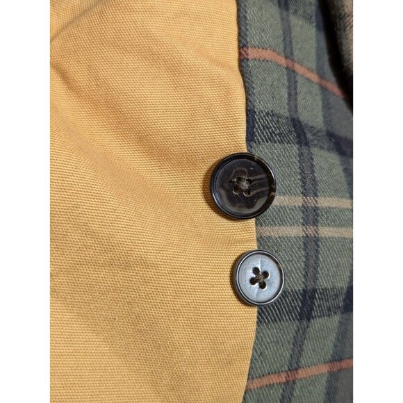 Lands End Chore Jacket Field Barn Coat Corduroy Trim Plaid Lined Tan Men Sz L T - Picture 7 of 13